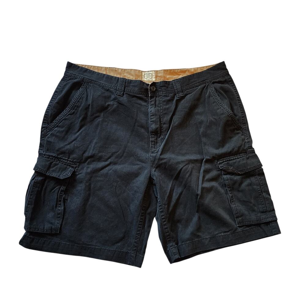 St Johns Bay Mens Cargo Shorts Size 42 Navy Blue Khaki Twill Cotton